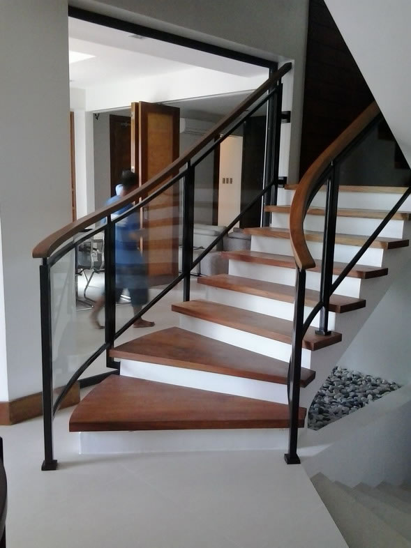 Stair Clear Tempered Glass with Wrought Iron Frame