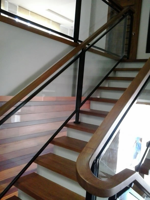 Stair Clear Tempered Glass with Wrought Iron Frame