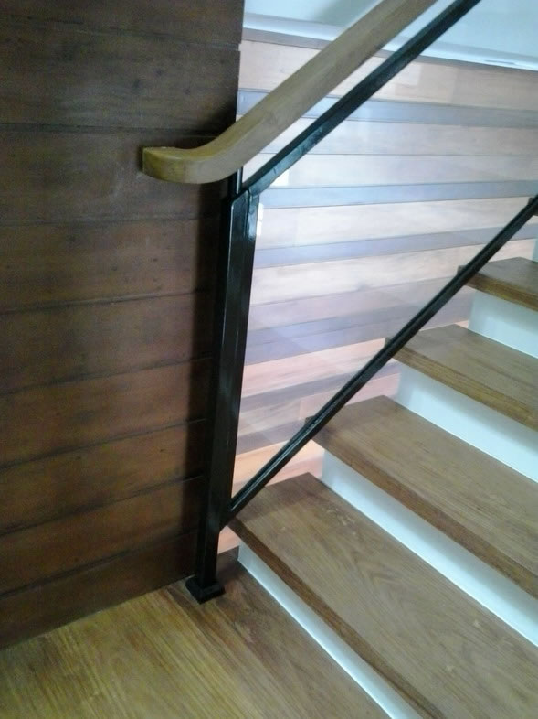 Stair Clear Tempered Glass with Wrought Iron Frame