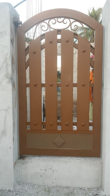 Wrought Iron Gate Wood Finish