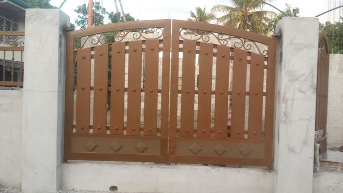 Wrought Iron Gate Wood Finish