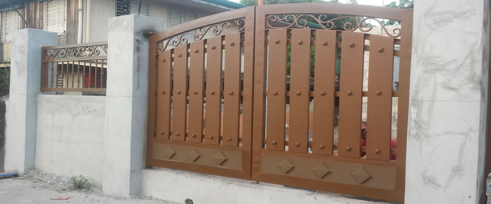 Wrought Iron Gate Wood Finish