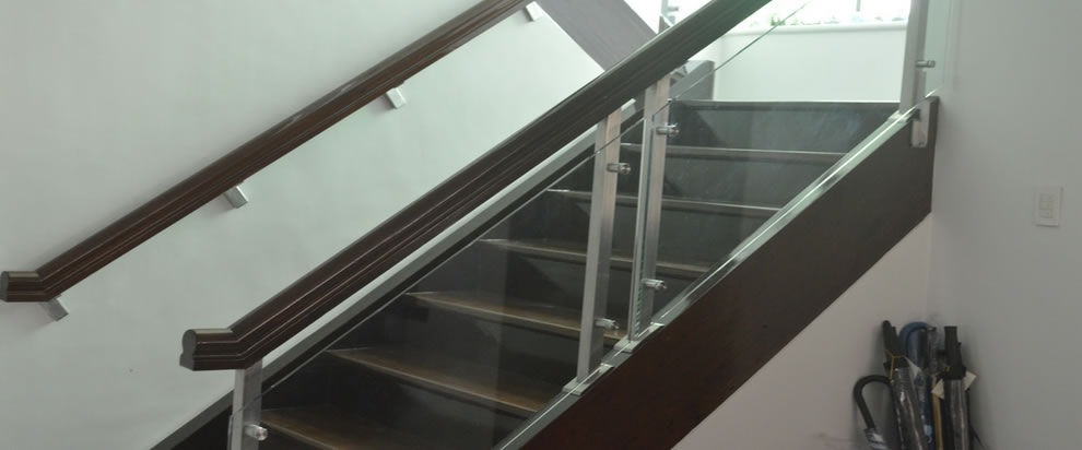 Tempered Glass Stair Railing Side Post Mounted