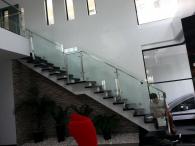 Glass Stair Railing in Stainless Frame Hairline